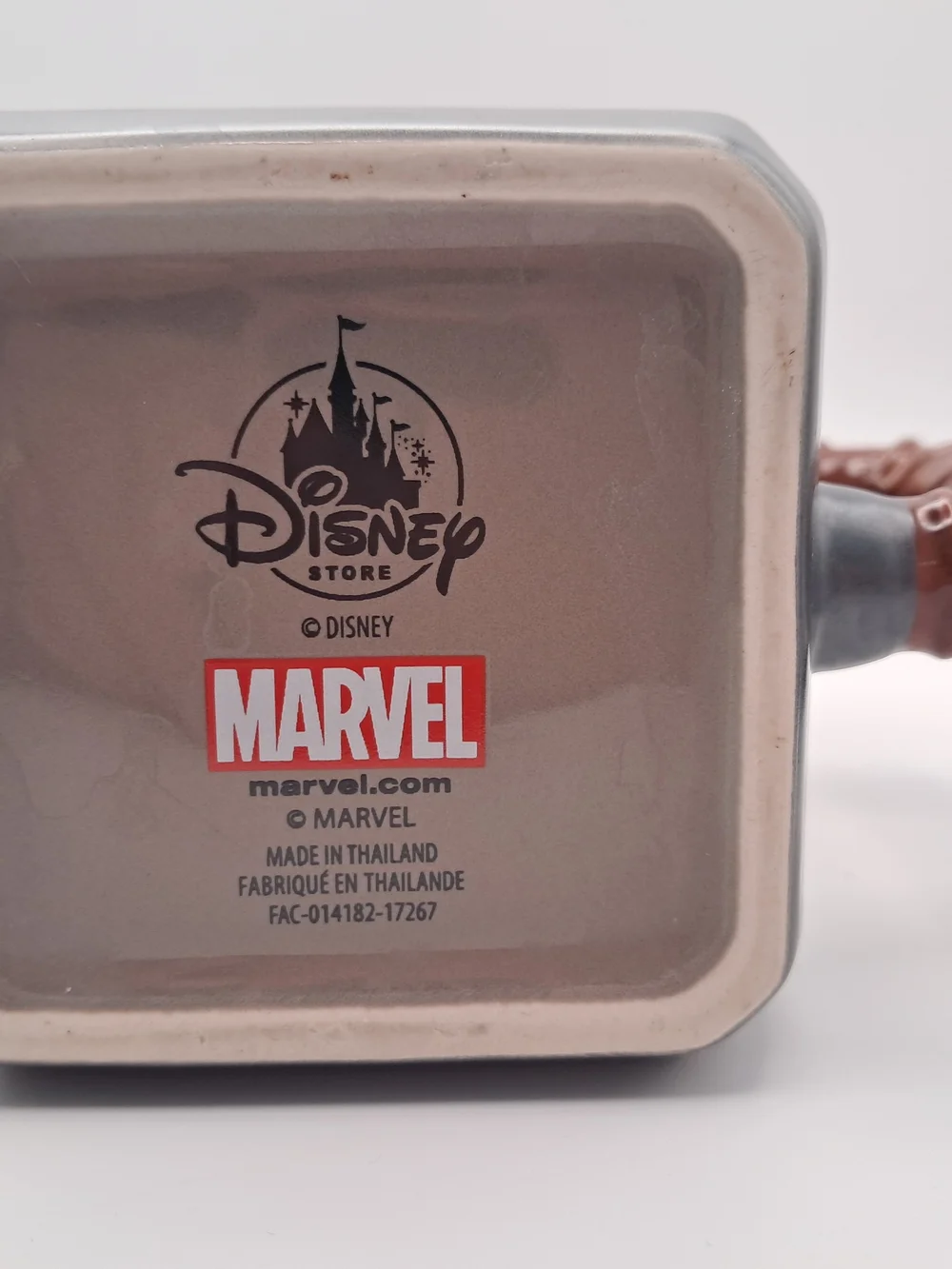 Disney Store Marvel Thor Hammer Mjolnir Molded Ceramic Coffee Mug 3D Square
